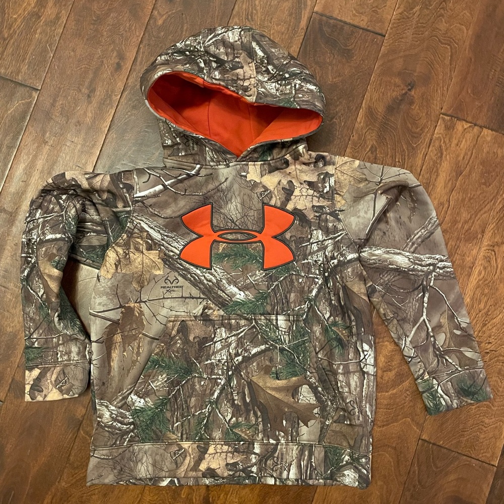 Under Armour Kids boys Camo Hoodie - Orange Logo size youth medium